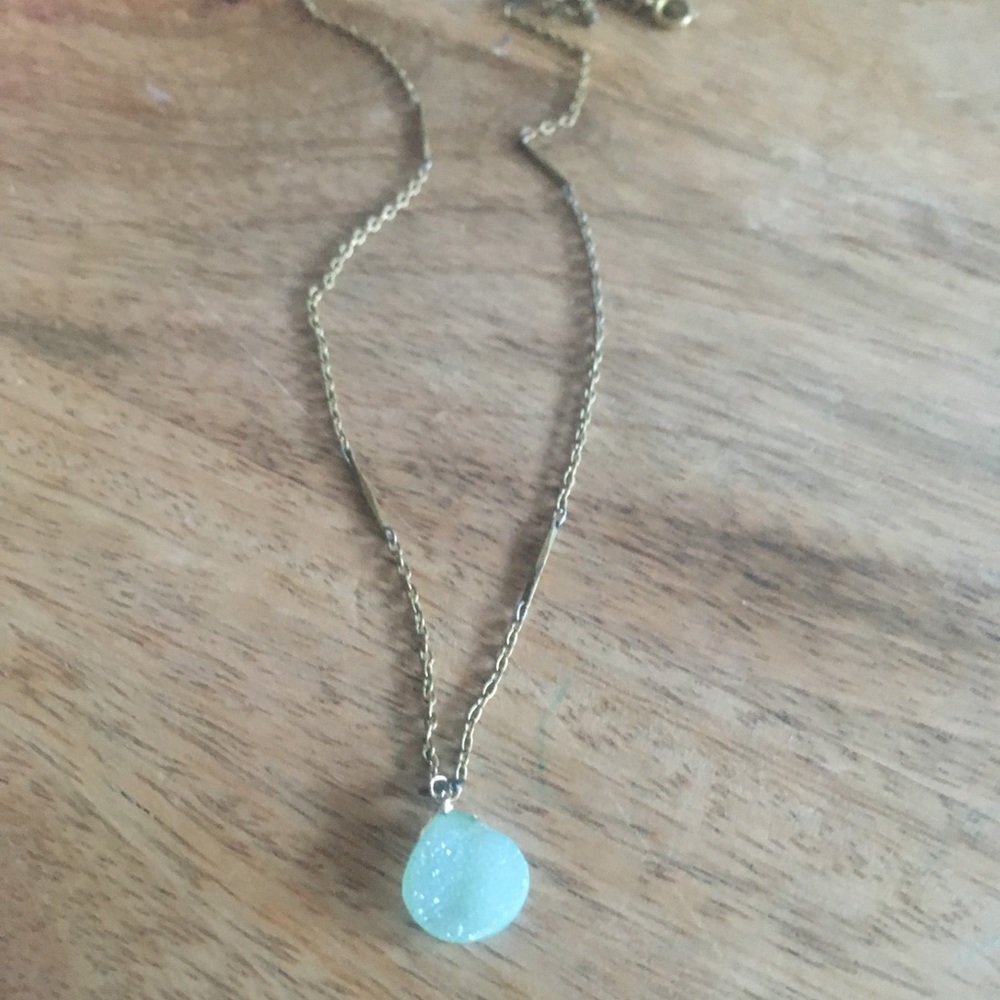 Petite chain necklace Aqua stone